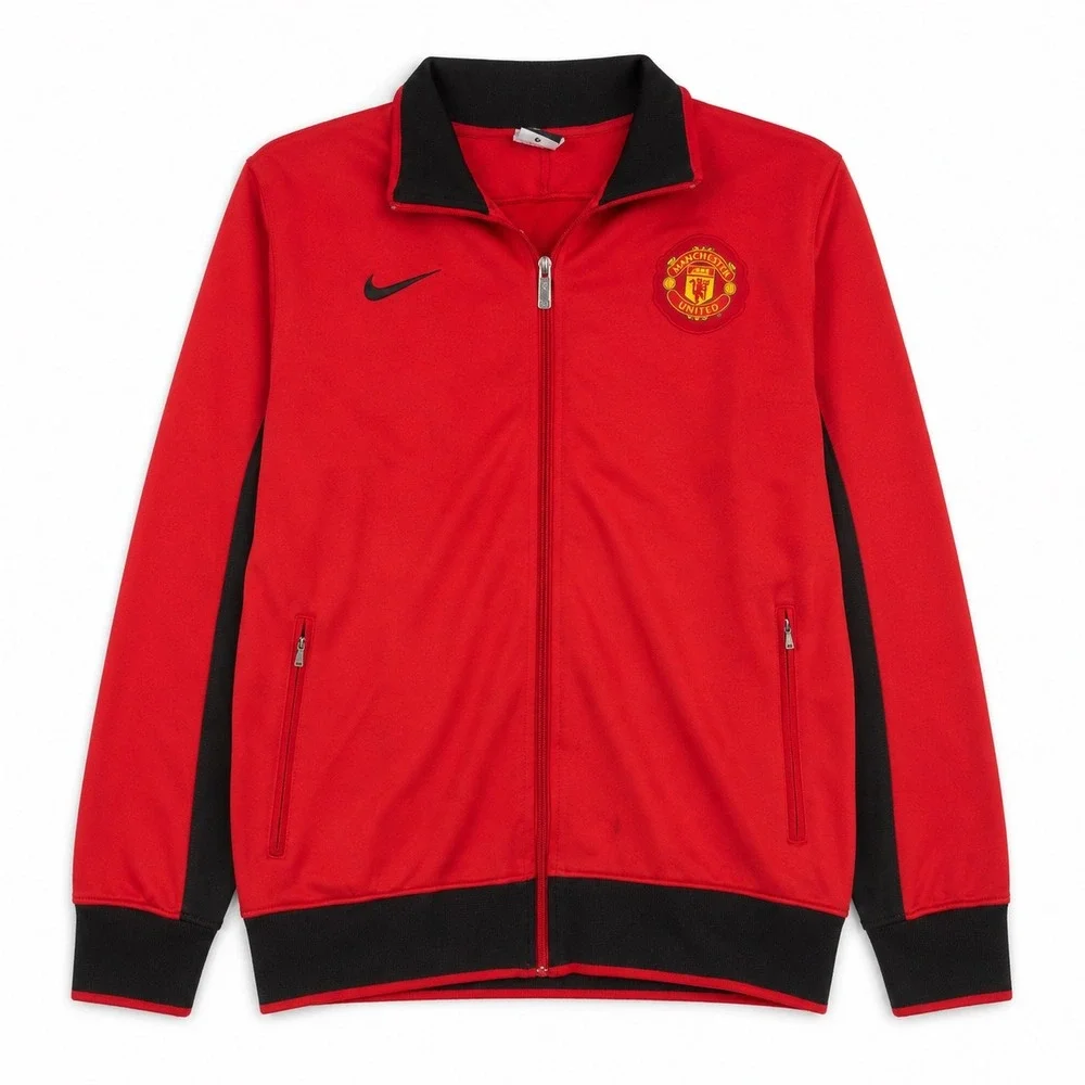 Nike Manchester United Track Jacket Mens Medium Red Black Full Zip Soccer MUFC